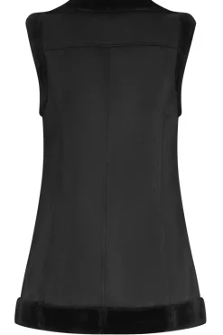 Tall Faux Fur Trim Aviator Gilet