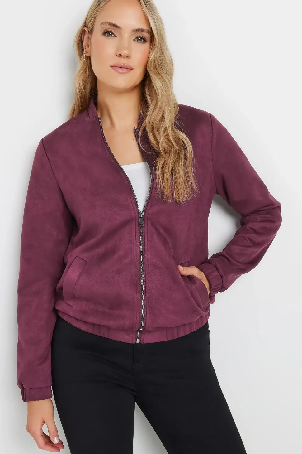 Tall Faux Suede Bomber