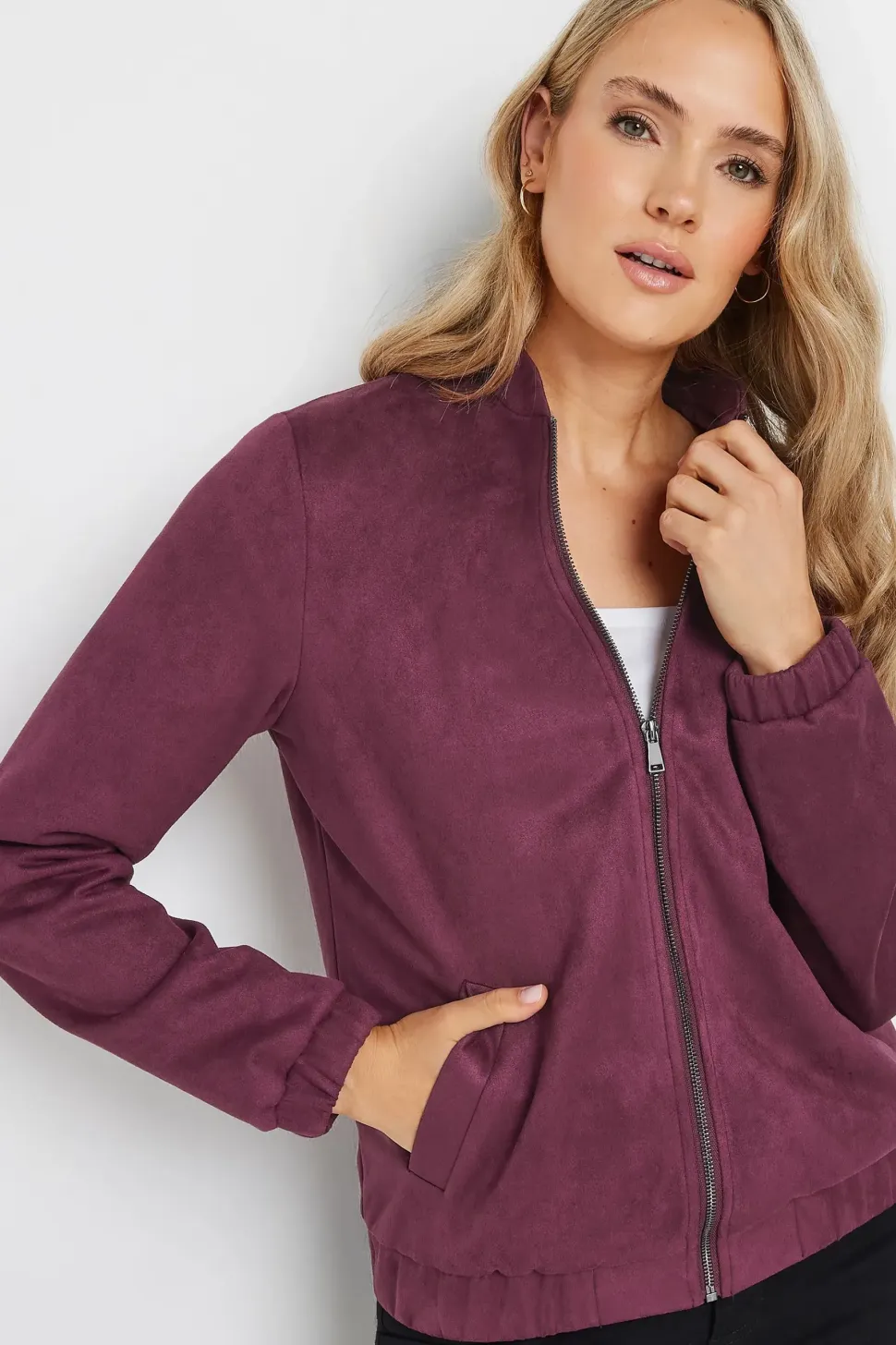Tall Faux Suede Bomber
