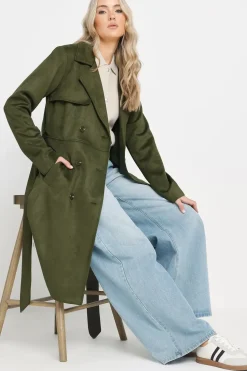 Tall Faux Suede Midi Trench Coat