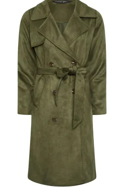 Tall Faux Suede Midi Trench Coat