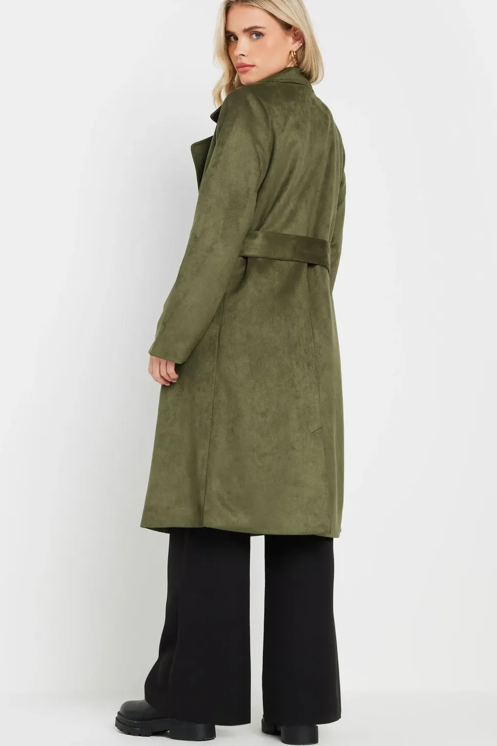 Tall Faux Suede Midi Trench Coat