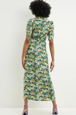 Tall Floral Blouson Sleeve Wrap Dress