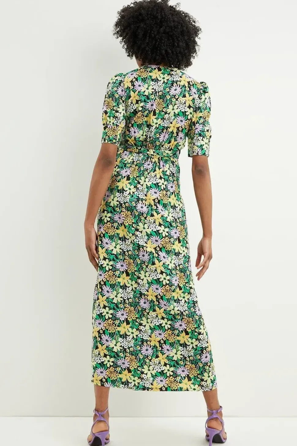 Tall Floral Blouson Sleeve Wrap Dress