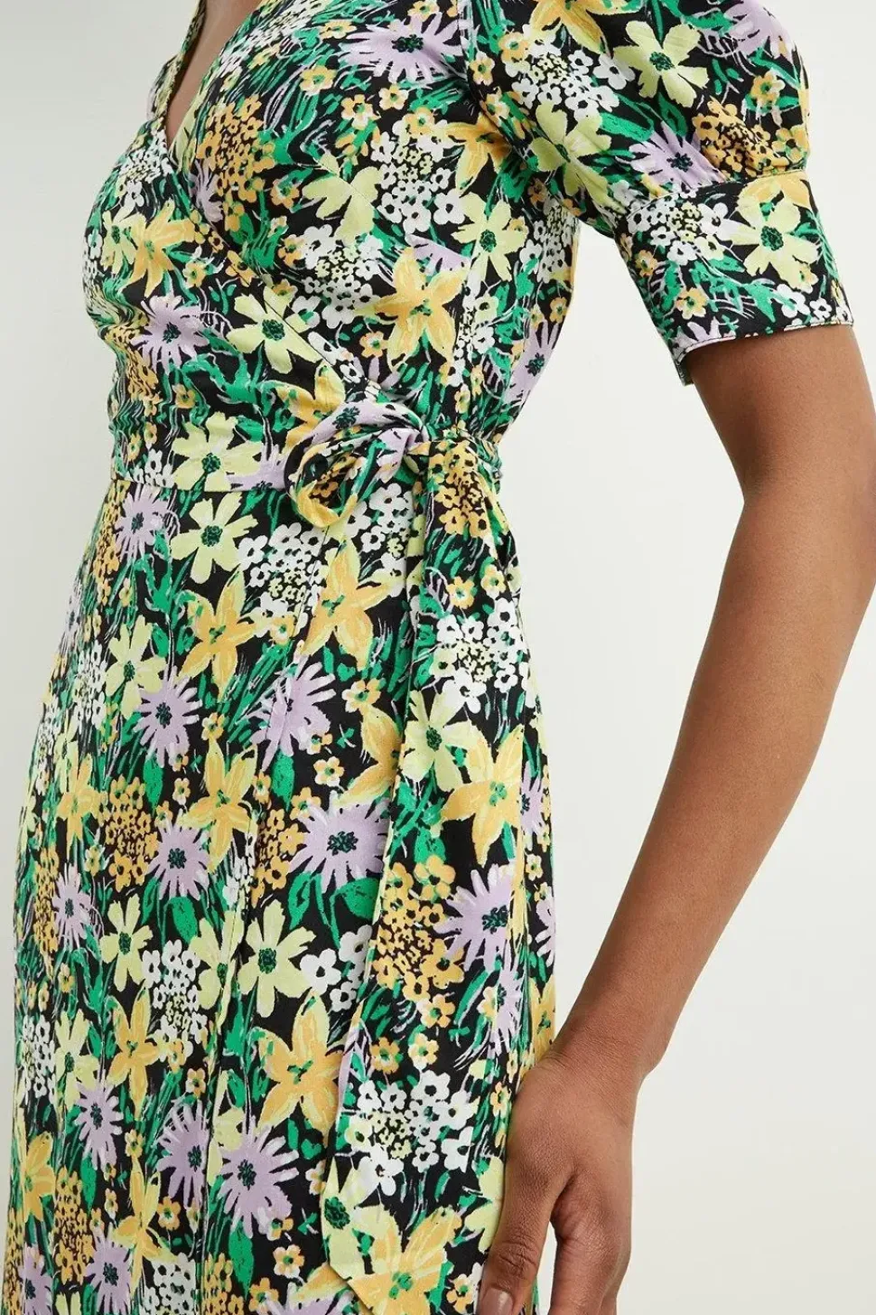 Tall Floral Blouson Sleeve Wrap Dress