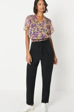 Tall Floral Chiffon Shirred Hem Wrap Blouse