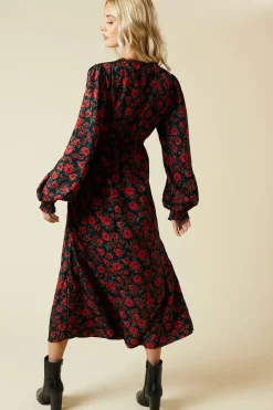 Tall Floral Lace Trim Midi Dress
