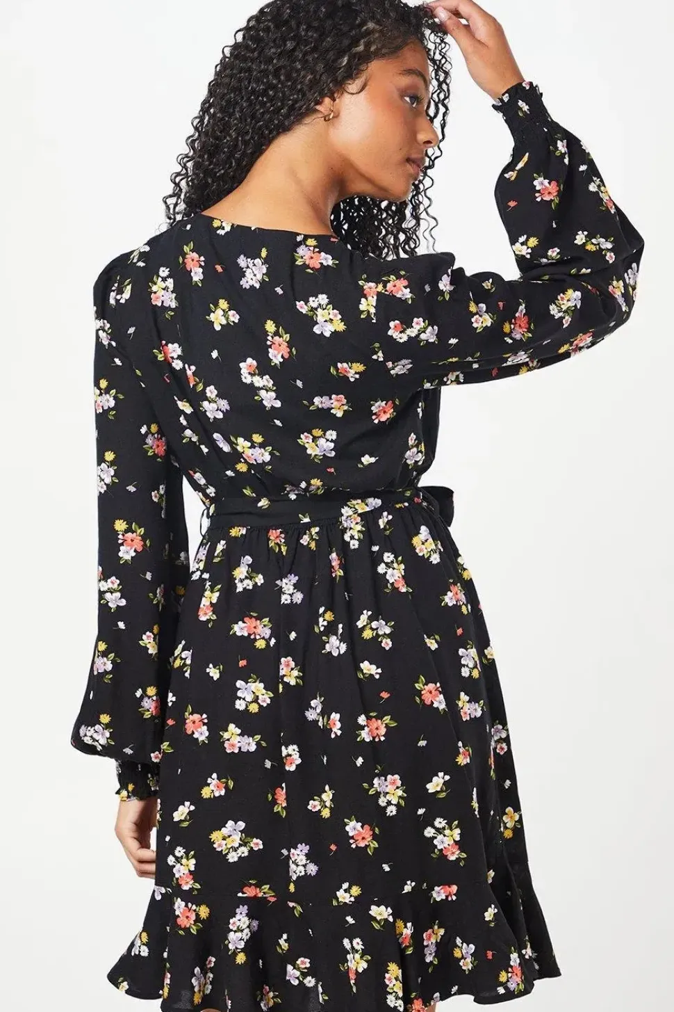 Tall Floral Print Belted Mini Dress
