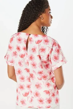 Tall Floral Roll Sleeve Blouse