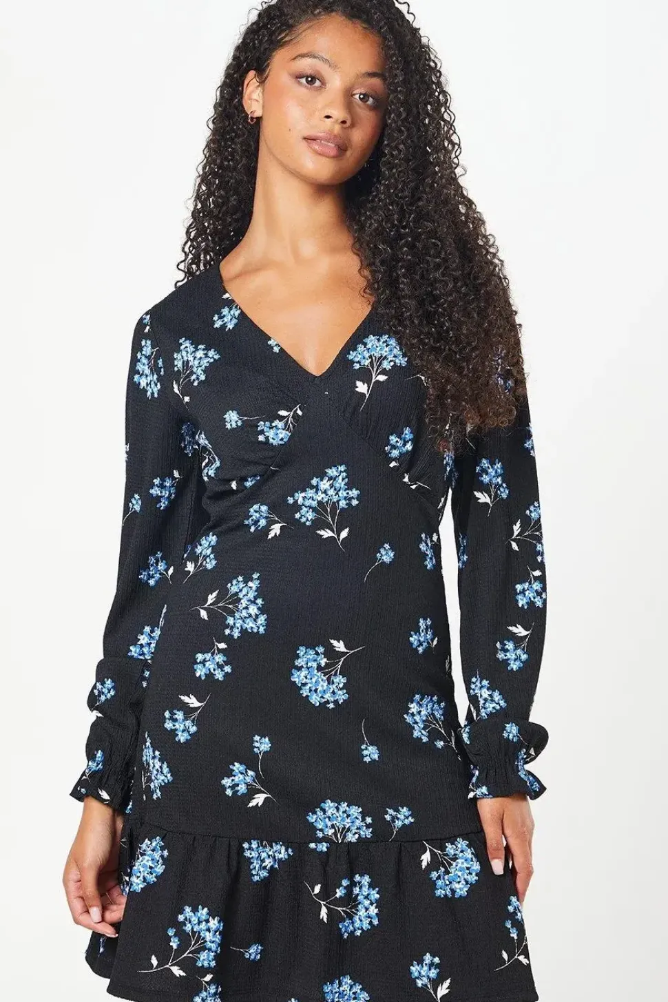 Tall Floral Ruffle Hem Mini Dress