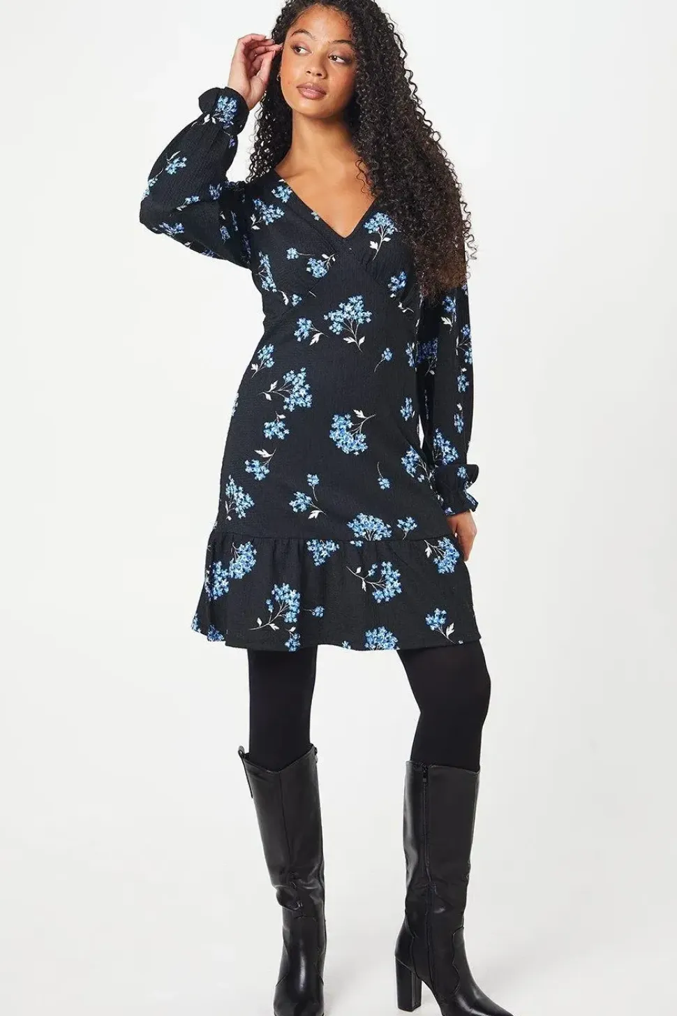 Tall Floral Ruffle Hem Mini Dress