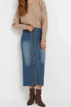 Tall Full Zip Denim Skirt