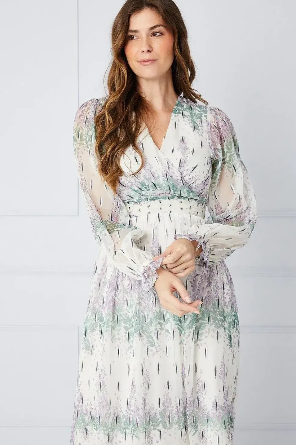 Tall Glitter Floral Printed Midi Dress