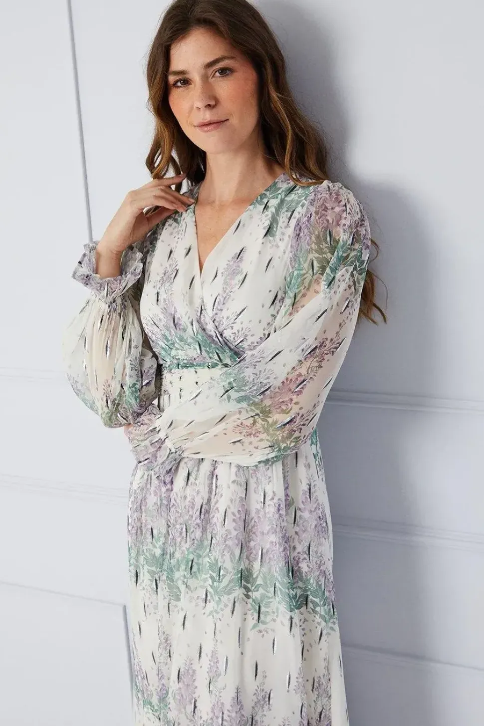 Tall Glitter Floral Printed Midi Dress