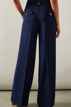 Tall Gold Trim Wide Leg Trousers