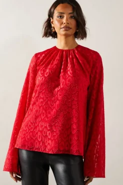 Tall Jacquard Sleeve Detail Top