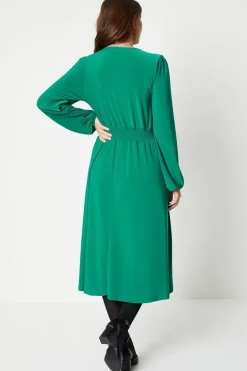 Tall Jersey Wrap Pleated Midi Dress