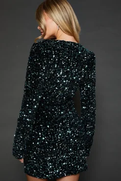 Tall Lace Trim Sequin Mini Dress