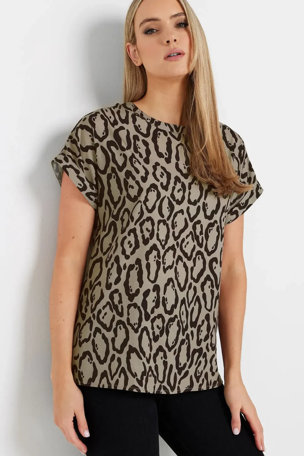 Tall Leopard Print Satin Blouse