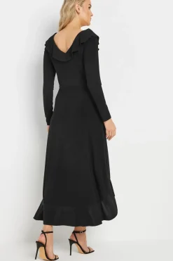 Tall Long Sleeve Wrap Frill Dress