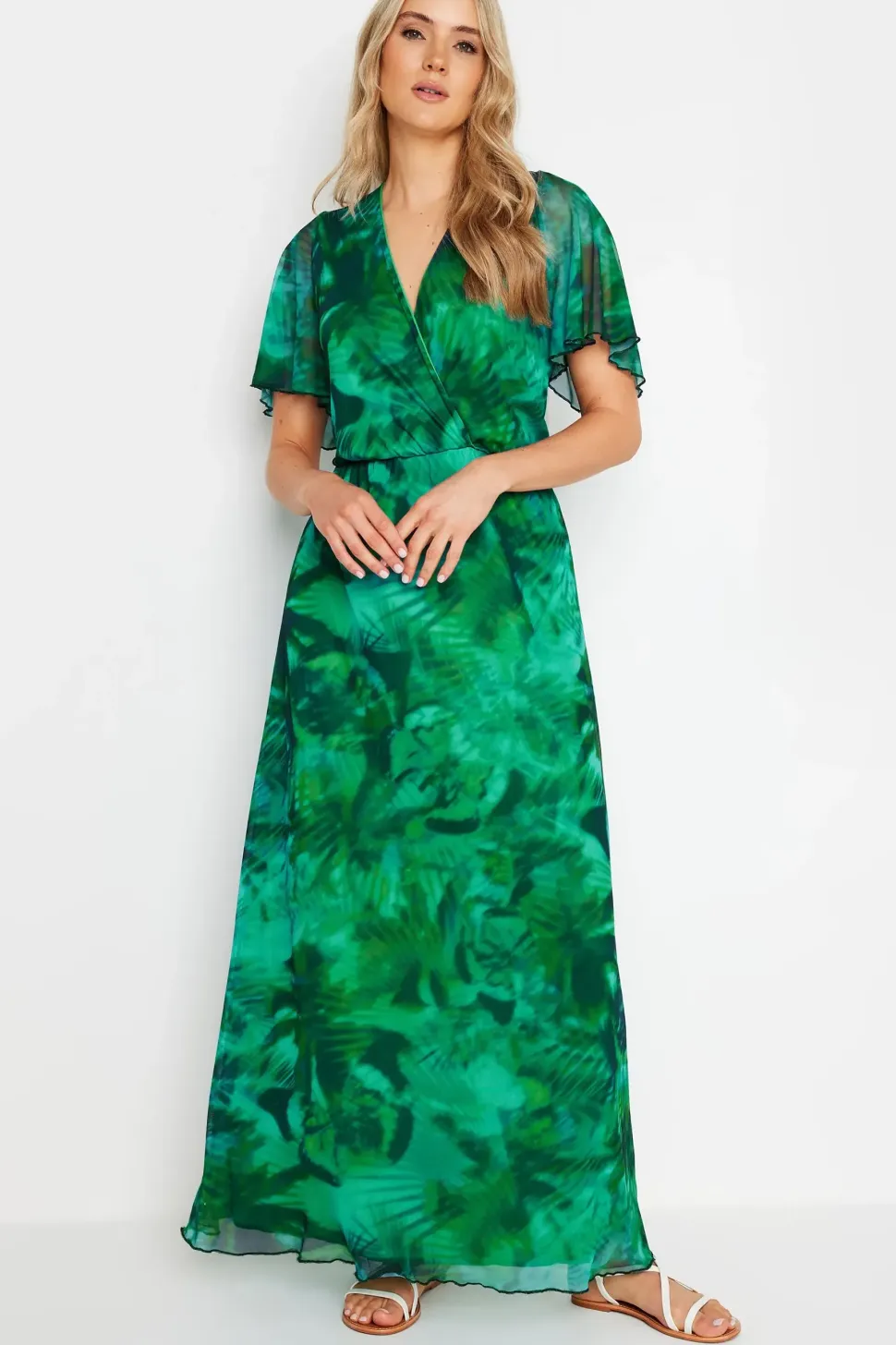 Tall Mesh Wrap Maxi Dress