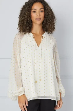 Tall Metallic Spot Tie Detail Blouse