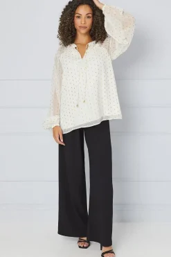Tall Metallic Spot Tie Detail Blouse