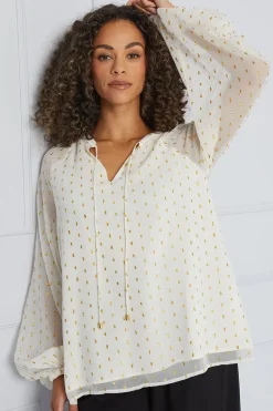 Tall Metallic Spot Tie Detail Blouse