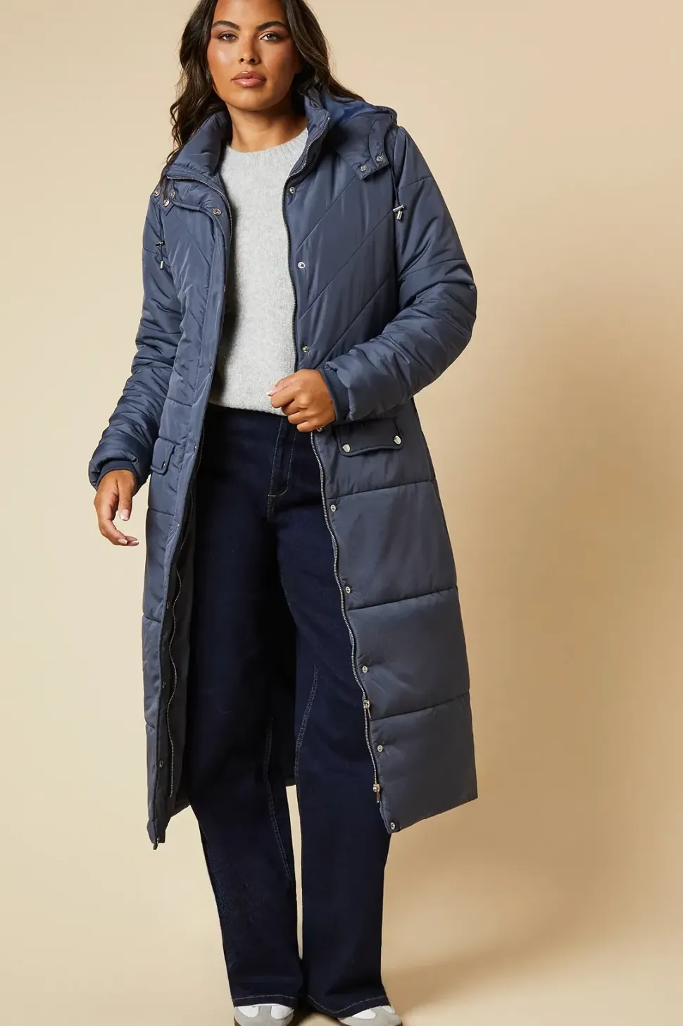 Tall Midi Luxe Quilted Padded Puffer Belted Coat