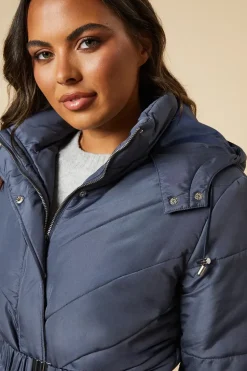 Tall Midi Luxe Quilted Padded Puffer Belted Coat