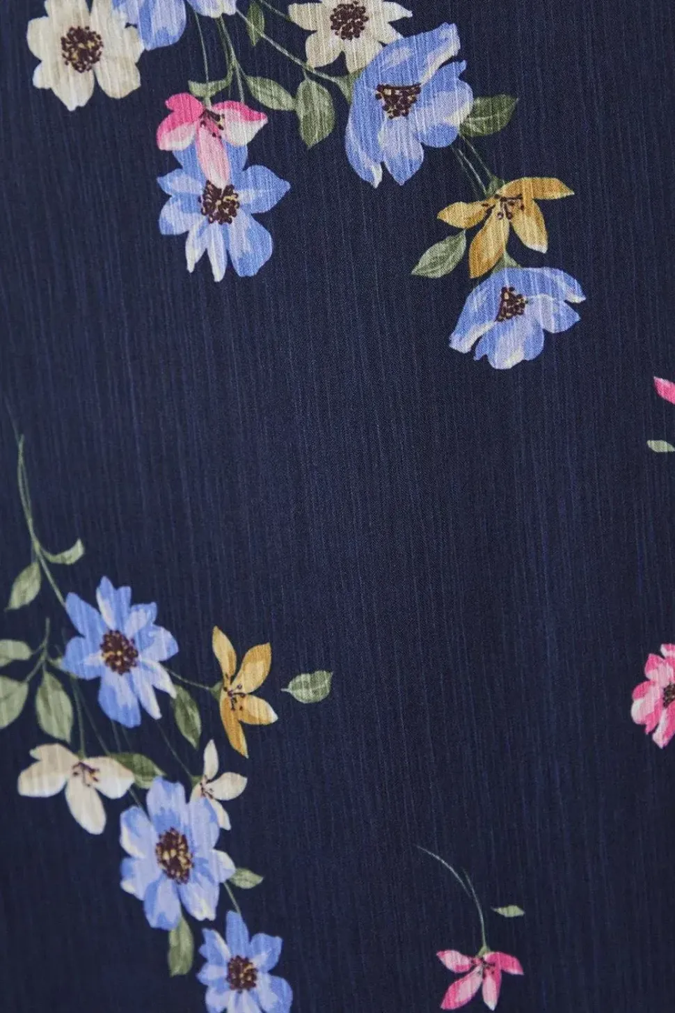 Tall Navy Floral Chiffon Ruffle Front Midi Dress