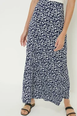 Tall Navy Spot Midi Skirt