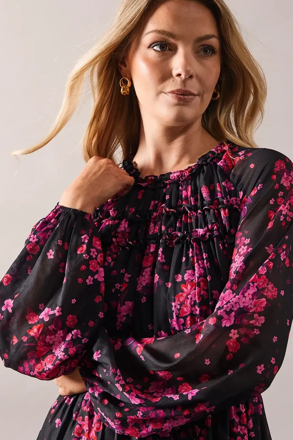 Tall Occasion Floral Micro Ruffle Midaxi Dress