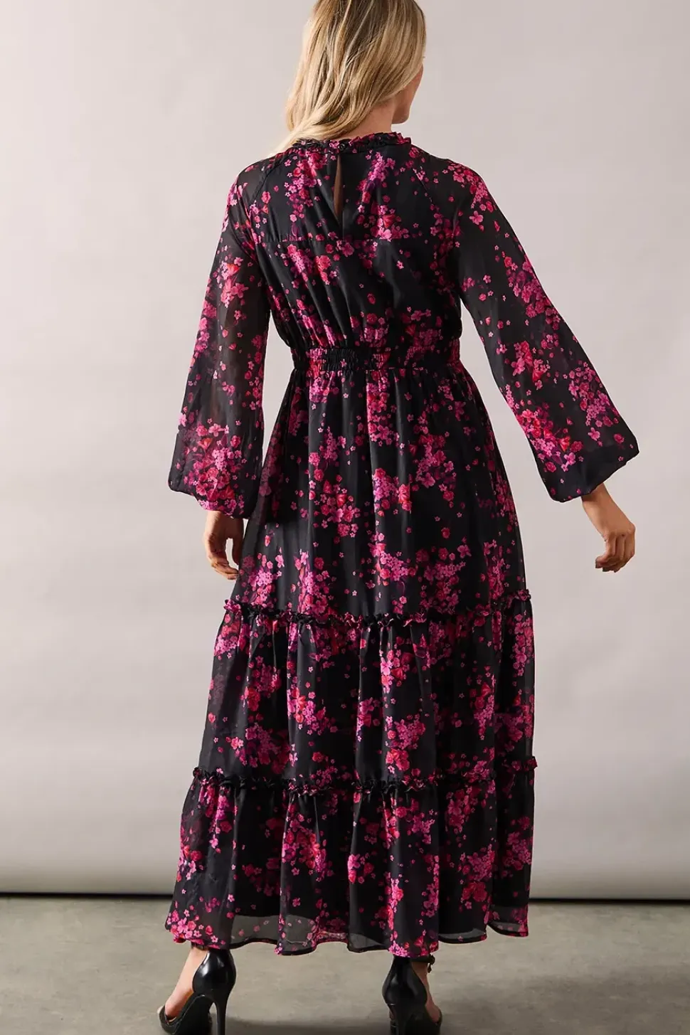 Tall Occasion Floral Micro Ruffle Midaxi Dress