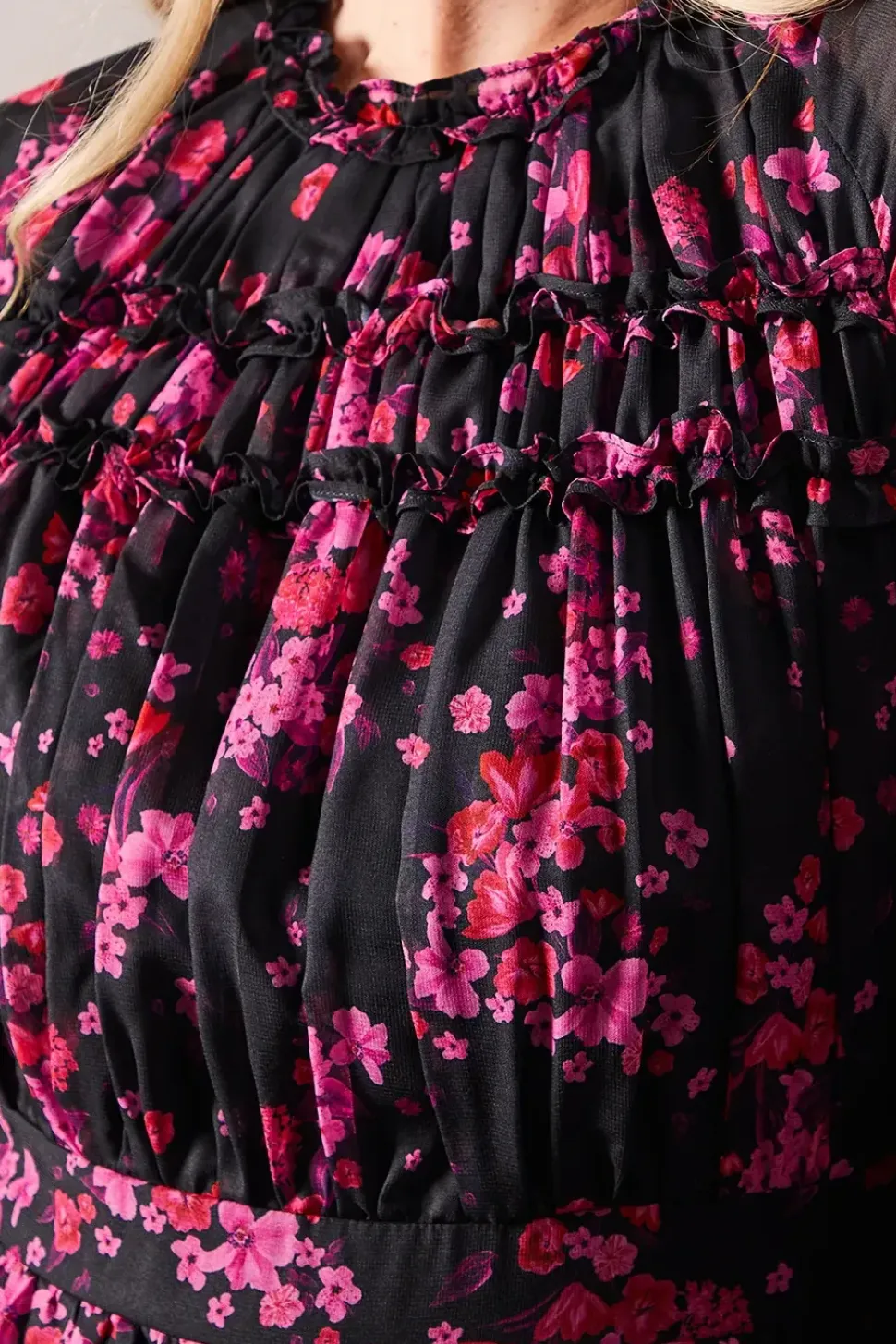 Tall Occasion Floral Micro Ruffle Midaxi Dress