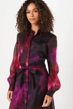 Tall Occasion Floral Organza Shirt Midi Dress