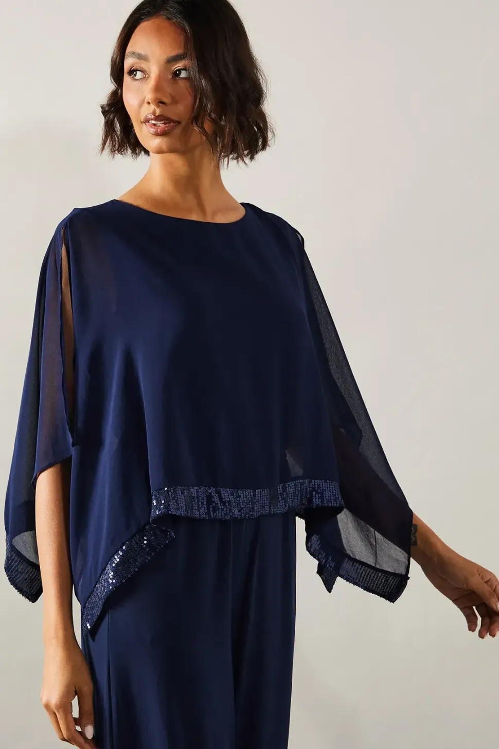 Tall Occasion Sequin Overlay Jumpsuit