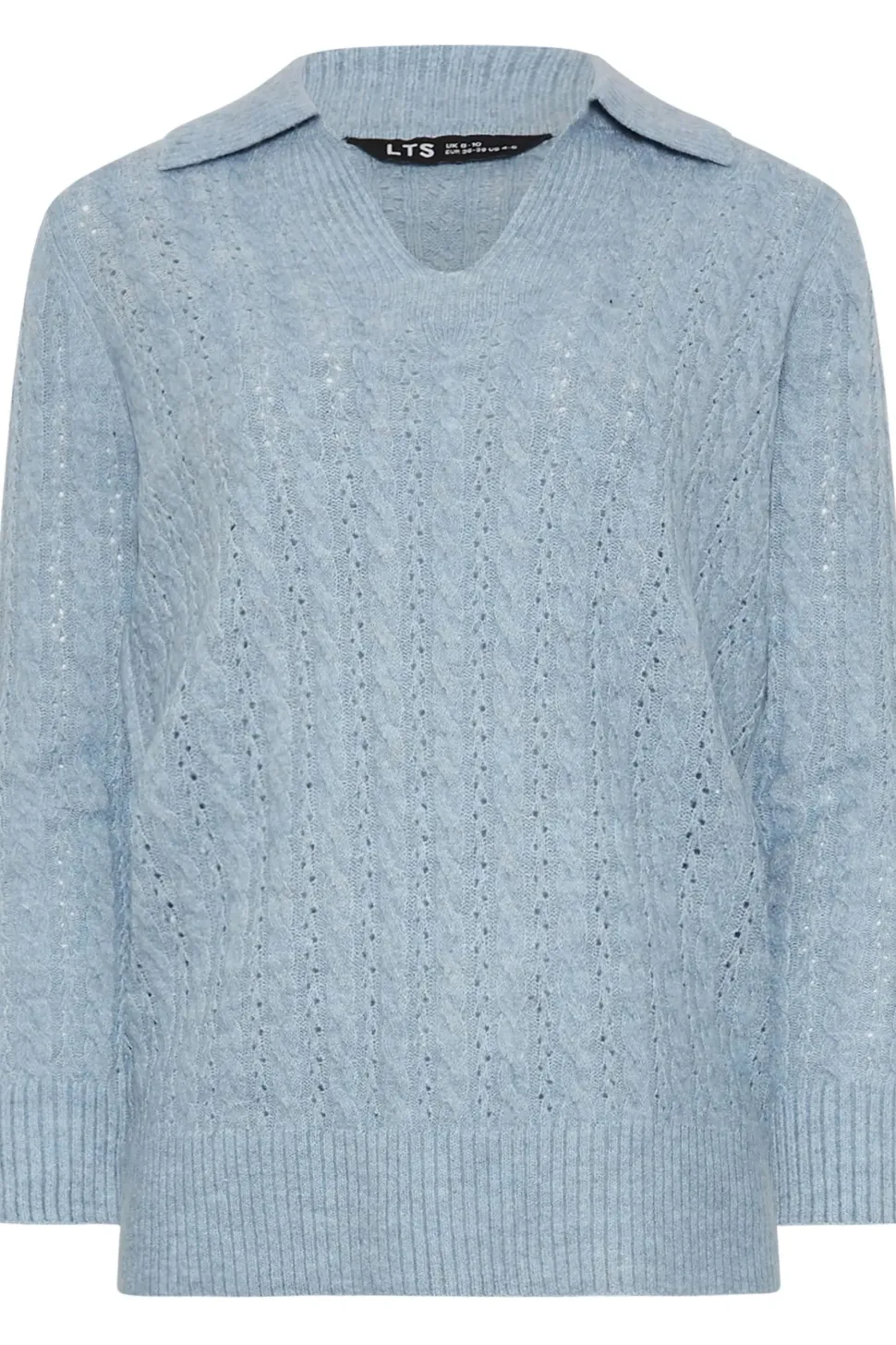 Tall Open Collar Cable Knit Jumper