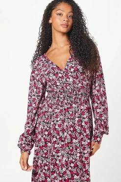 Tall Pink Ditsy Wrap Midi Dress