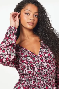 Tall Pink Ditsy Wrap Midi Dress