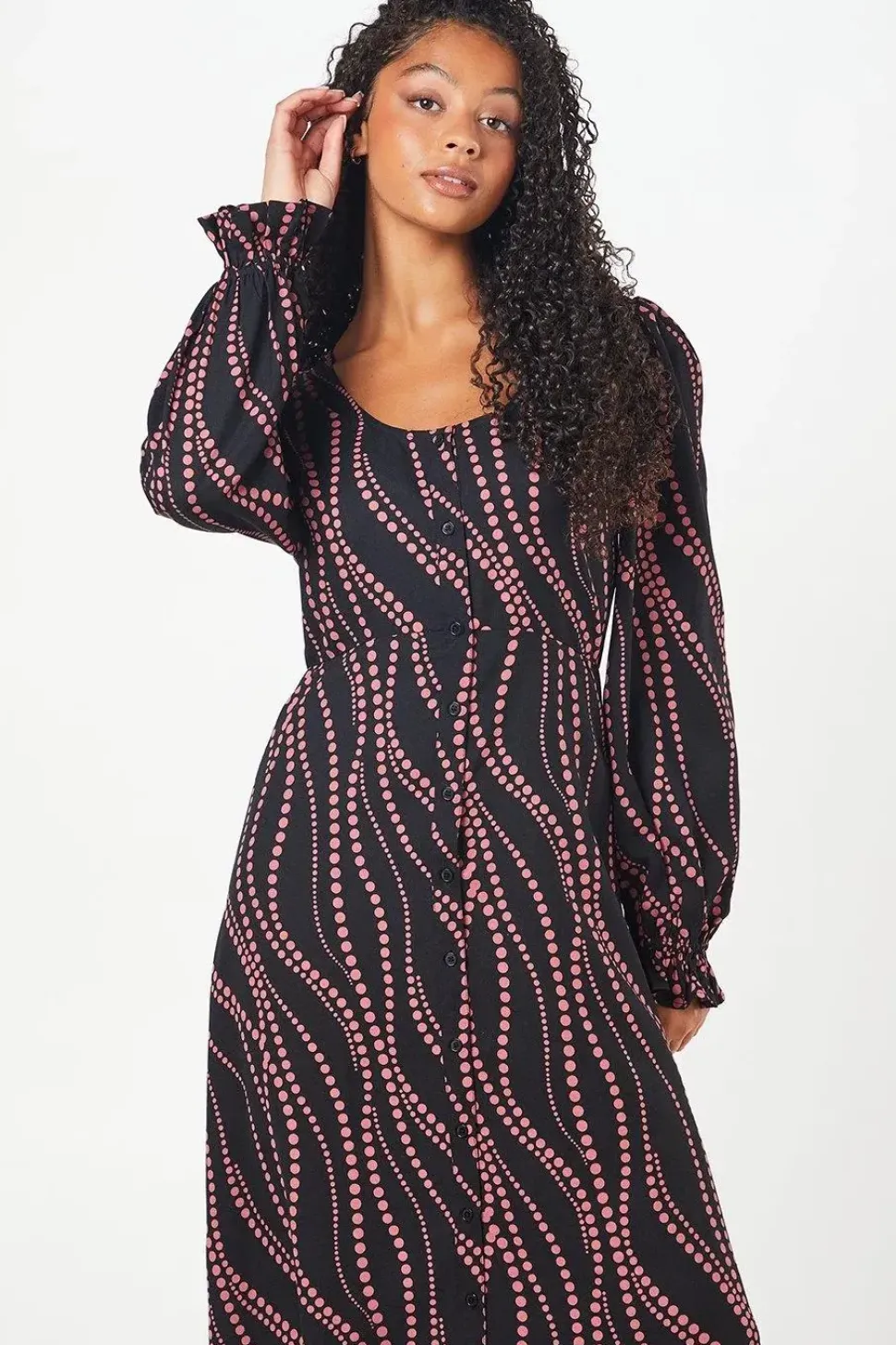 Tall Pink Spot Scoop Neck Shirt Dress