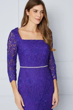 Tall Premium Lace Embellished Waist Midi Dress
