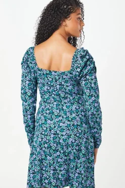 Tall Purple Ditsy Square Neck Mini Dress