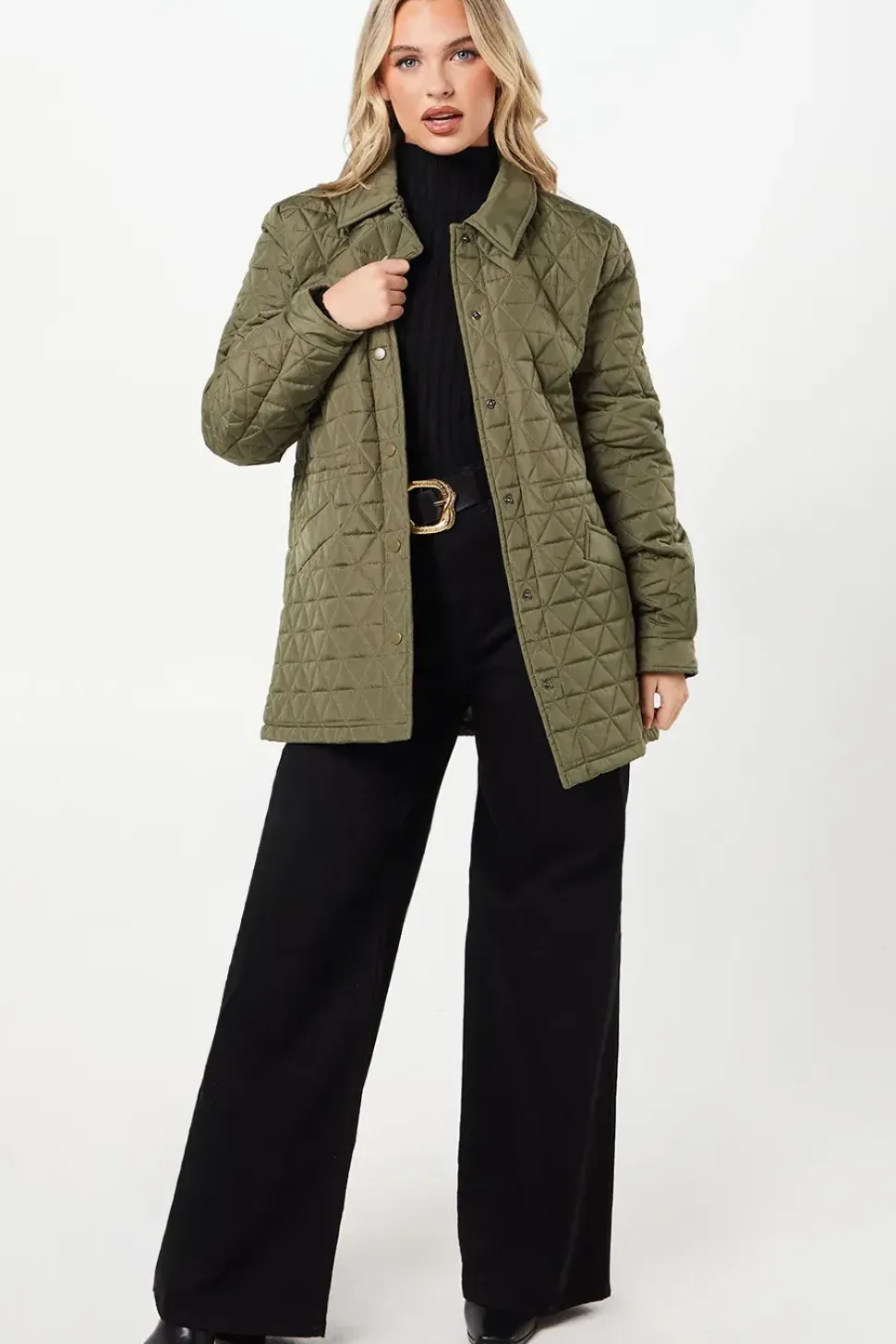 Tall Quilted Padded Collar Short Puffer Coat
