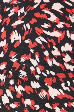 Tall Red Animal Shirred Hem Blouse