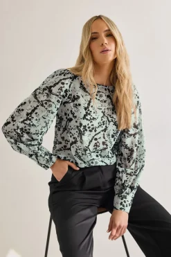 Tall Sheer Abstract Blouse