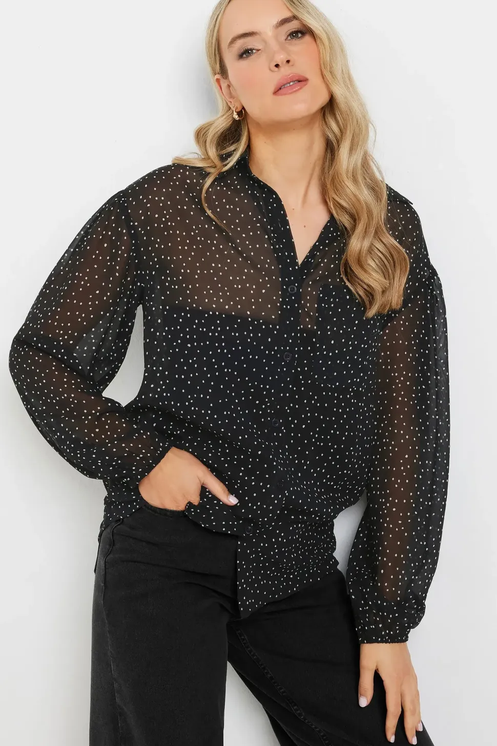 Tall Sheer Spot Blouse