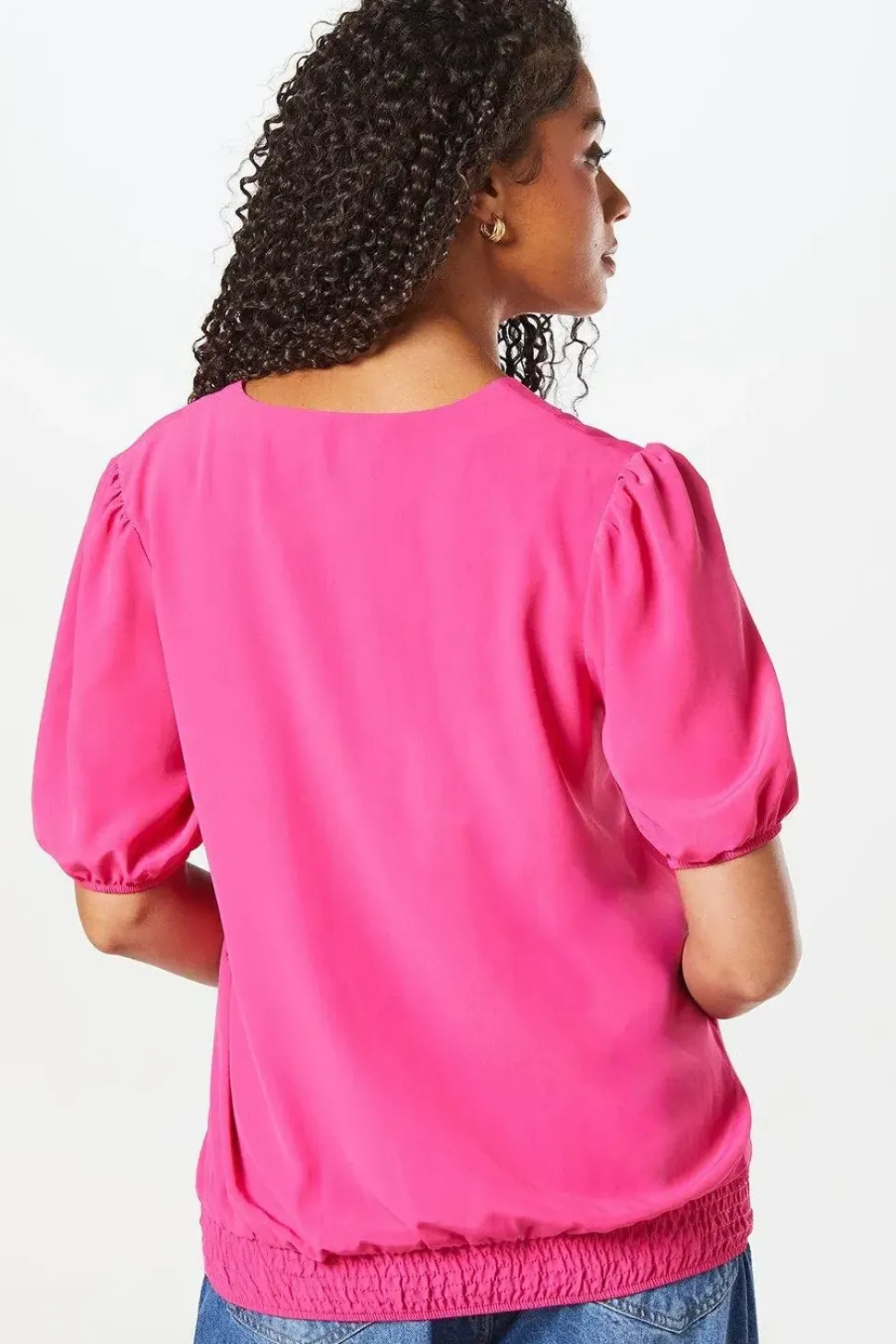 Tall Shirred Hem Button Through Blouse