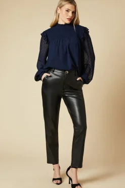 Tall Shirred Yoke Dobby Chiffon Long Sleeve Blouse