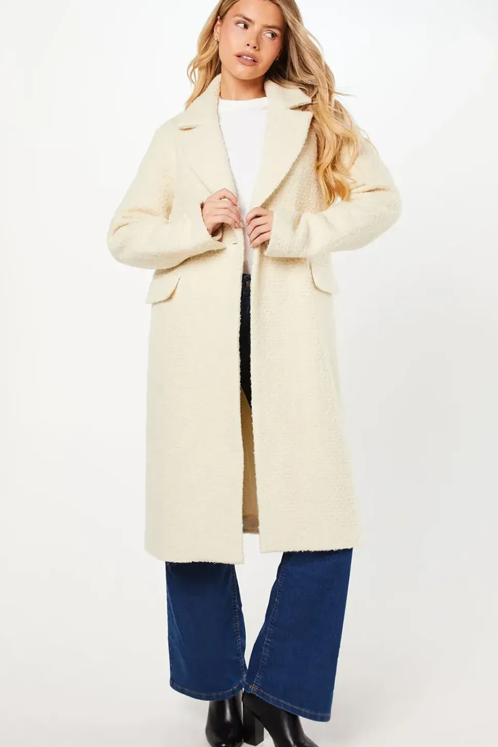 Tall Smart Boucle Double Breasted Coat
